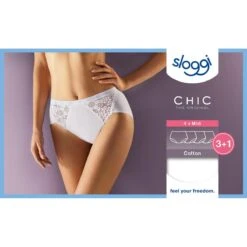 Sloggi Lot De 4 Culottes Classiques - Blanc -Panache Soldes Magasin lot de 4 culottes classiques blanc 1273195 6 1200x1200