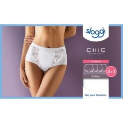 Sloggi Lot De 4 Culottes Hautes - Blanc -Panache Soldes Magasin lot de 4 culottes hautes blanc 1273191 4 1200x1200